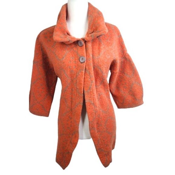 Vintage Sweaters - Chiaramente MADE IN ITALY Rust Orange Wool Poncho Cape Sweater